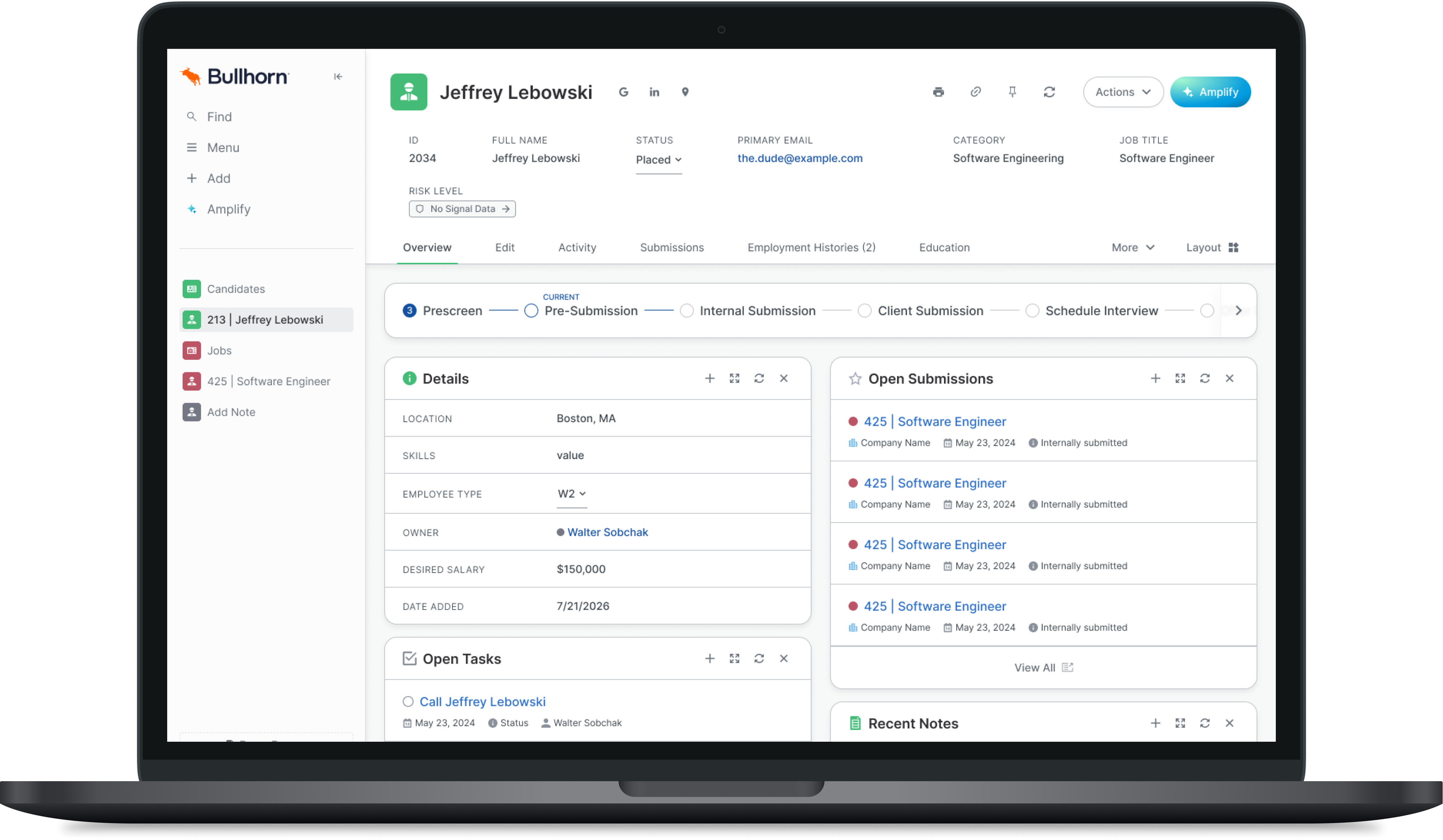 Bullhorn's redesigned candidate record and token documentation
